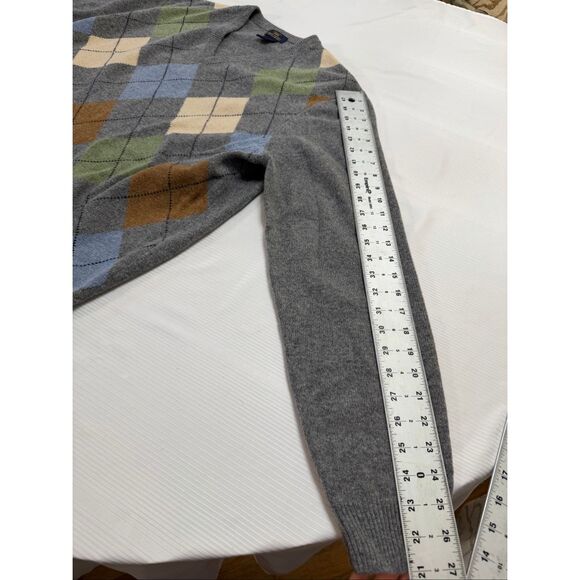 346 Brooks Brothers Scottish Lambswool Grey Argyle V Neck Sweater Size XL - Picture 6 of 10